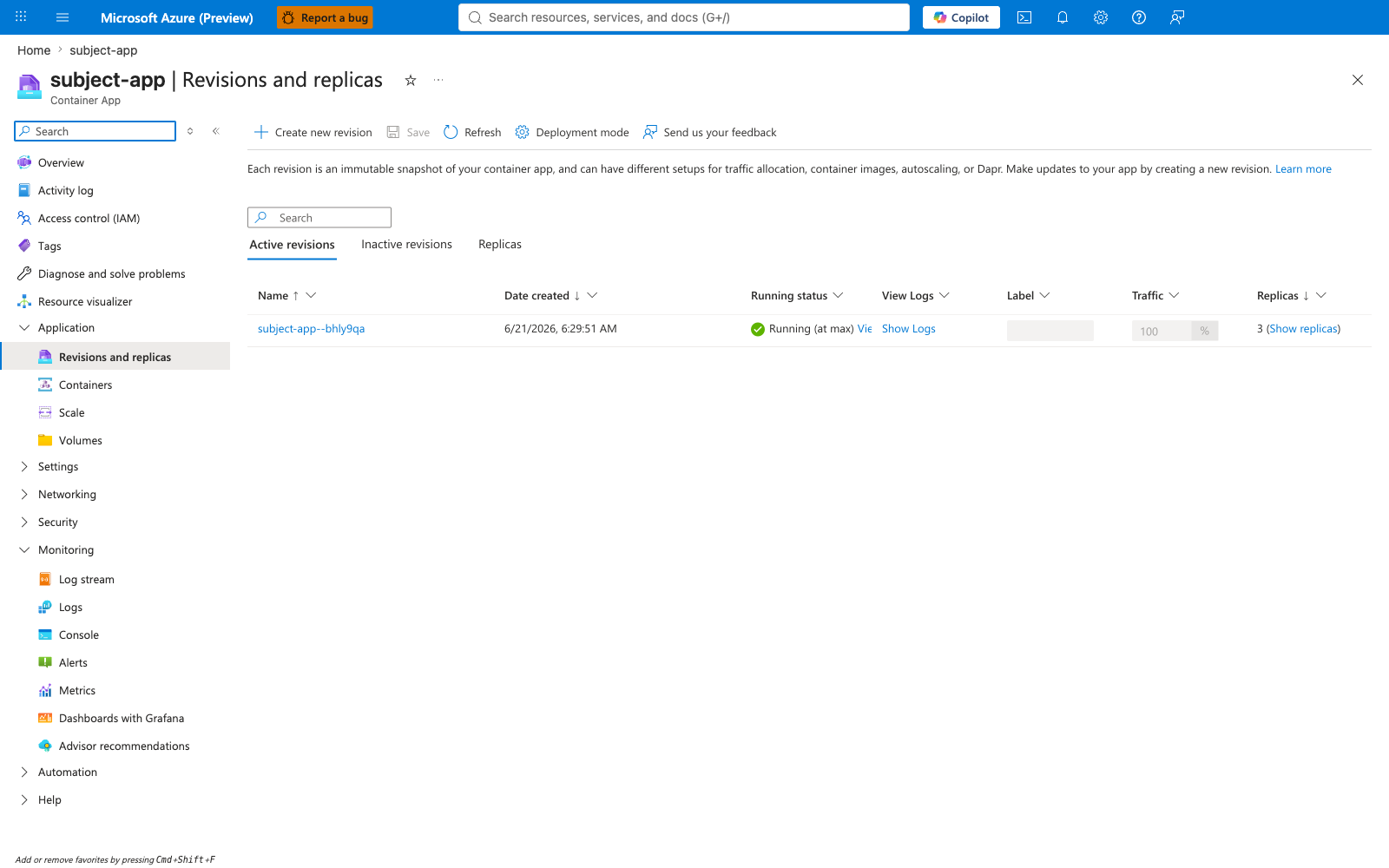 Subject app revisions baseline