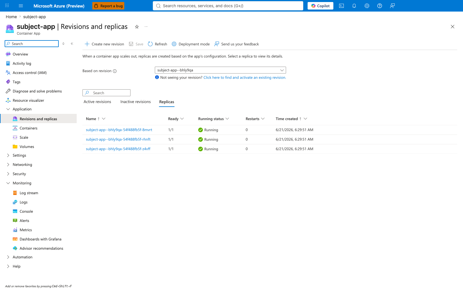 Subject app replicas expanded baseline
