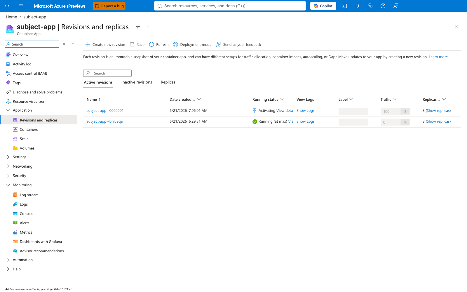 Subject app revisions event2 transition