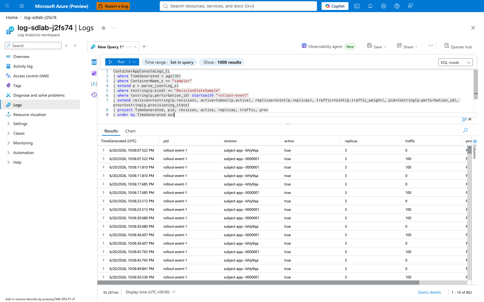 LAW Logs sampler RevisionState with perturbation_id