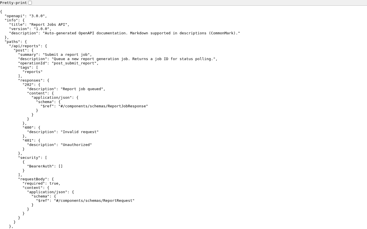OpenAPI JSON document served at /api/openapi.json